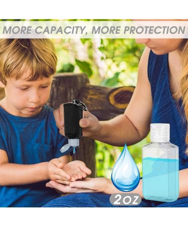Jollsung Travel Size Hand Sanitizer Bottle Case Holder - 60ML/2 oz Flip Cap Reusable Bottles with Carabiner - Black - Buy Online on SooperMarket.com