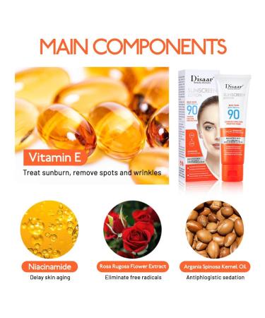 Tinted Sunscreen SPF 90 - Ultra-Light Fluid Broad Spectrum Face Sunscreen with Vitamin E & Niacinamide - Oil-Free Formula for UVA and UVB Protection - 1PC - Buy Online on SooperMarket.com
