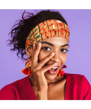 6-Piece African Boho Print Headbands for Women & Girls | Wide Elastic Turban Headwraps for Yoga & Sports - Buy Online on SooperMarket.com