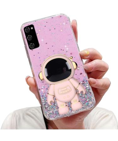 Tivenfezk Nadoli for Samsung Galaxy A71 astronaut Hidden Standh lle caricature glitter stand soft silicone bling transparent protective cover samsung galaxy a71 pink