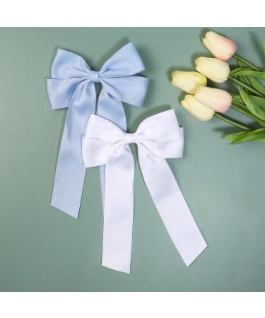 2 Pack Bow Hair Clips Pink Hair Bows for Women Girls Large Bow Clips Hair Barrette Hair Accessories(White Light Blue) White LightBlue - Buy Online on SooperMarket.com