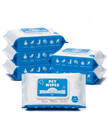 LATGLEND Pet Wipes for Dogs & Cats, Dog Wipes Cleaning Puppy Grooming Bath Wipes for Cleaning Body Face Butt Eyes Ears Paws 600Count-6Pack