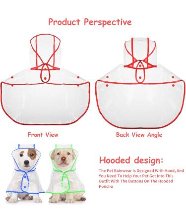 Shop Petcute Waterproof Dog Raincoat with Hood - Transparent PVC Breathable Button Closure | Ideal for Medium & Large Dogs in Red - Buy Online on SooperMarket.com