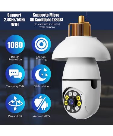2Pcs 360 Degree Light Bulb Security Cameras- Outdoor Wireless WiFi, Night Vision, Alexa Compatible- 5GHz, 2Pc Set - Buy Online on SooperMarket.com