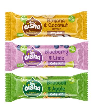 For Aisha Halal Oaty Bars Mixed Case 30 Bars Halal Vegan Nut Free Gluten Free Dairy Free 100% Natural Ingredients Baby Snacks Toddler Snacks
