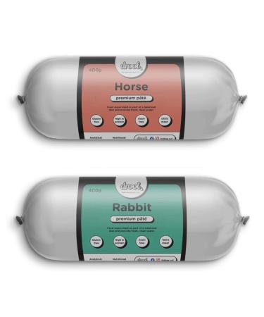 Drool Pet Products Dog Food Pate Twin pack | 2 x 400g Premium Pate | Dog Pate Tube 1 x Horse Pate 1 x Rabbit Pate