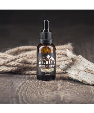Rocky Mountain Barber Co. Men's Sandalwood Beard Oil - Nourishing Grapeseed Coconut & Argan Oils | Authentic Sandalwood Essence - Buy Online on SooperMarket.com
