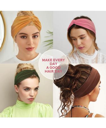 Yeshan 12 Pack Wide Twist Headbands for Women - No Slip Yoga & Workout Hair Bands in Solid Colors - Buy Online on SooperMarket.com