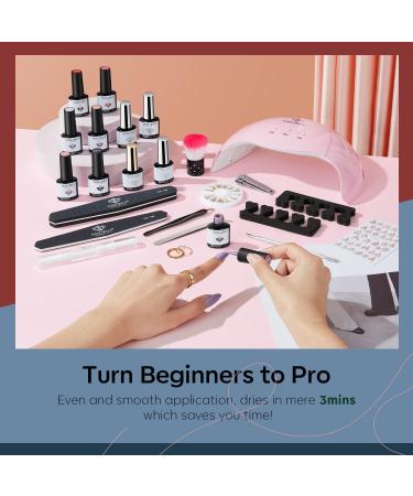 Modelones 28 Colors Gel Nail Kit with 48W Nail Lamp - DIY Home Nail Curing Set for Women in Orange Red - Buy Online on SooperMarket.com