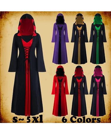 Bilqis Plus Size Green Gothic Medieval Witch Costume with Strappy Cloak Hoodies - XXL - Buy Online on SooperMarket.com