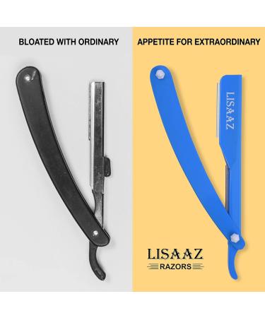 Premium Black Straight Razors for Men - Classic Shaving with 10 Stainless Steel Blades | Professional Barber Supplies & Accessories - Buy Online on SooperMarket.com