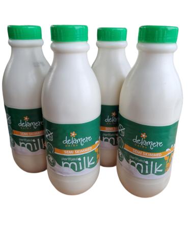 1L Delamere Dairy Sterilised Semi Skimmed Long Life Milk Plastic Bottle (4 x 1Litre)