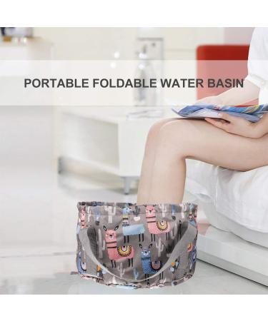 Healifty 21L Folding Water Basin | Multipurpose Travel Bucket for Camping, Hiking, Fishing | Gray Alpaca Pattern | Nylon Fabric | Foot Soaking Option - Buy Online on SooperMarket.com