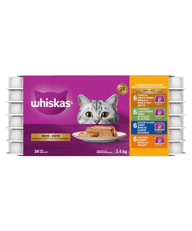 WHISKAS Salmon and Poultry Selections Adult Wet Cat Food Pat 100g (24 Pack) Cat Food Salmon & Poultry Selections 100 g (Pack of 24)