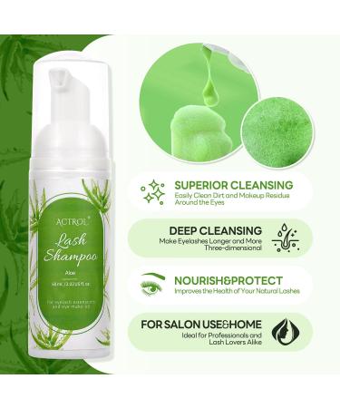 Eyelash Extension Cleanser 60ML - Green Aloe Lash Shampoo | Foaming Eyelid Cleanser | Paraben & Sulfate Free | Professional & Home Use - Buy Online on SooperMarket.com