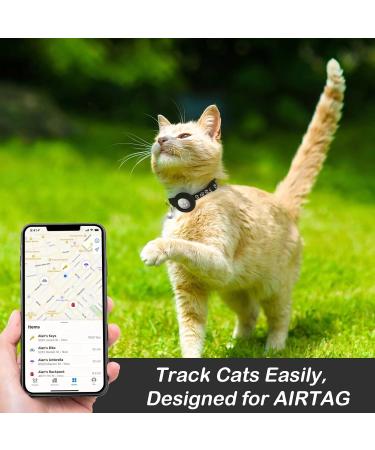 2 Pack Airtag Cat Collar Breakaway with Bell Reflective Kitten Collar with Apple Airtag Cat Collar Holder Adjustable 7-12In Safety Buckle for Girl Boy Cats Pet Supplies Accessories Gifts (Black) - Buy Online on SooperMarket.com