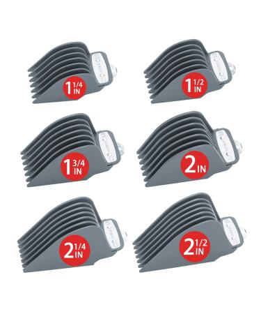 Yinke for Wahl Clipper Guards Set 10 12 14 16 18 20 Extra Long Hair Clipper Guards with Metal Clip 6 Cutting Lengths 1.25/1.5/1.75/2/2.25/2.5 inch Fits Most Cordless/Cord Wahl Clippers (Gray)