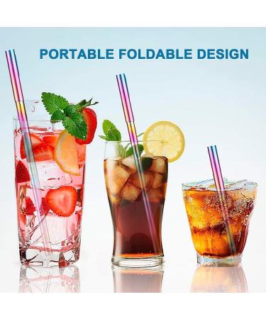 Chargenyang 2 Pack Telescopic Reusable Straw Collapsible Stainless Steel Straws Portable Metal Drinking Straws with Aluminum Key-Ring Case & Cleaning Brush for Travel Home Work.(Black and Rose Gold) - Buy Online on SooperMarket.com