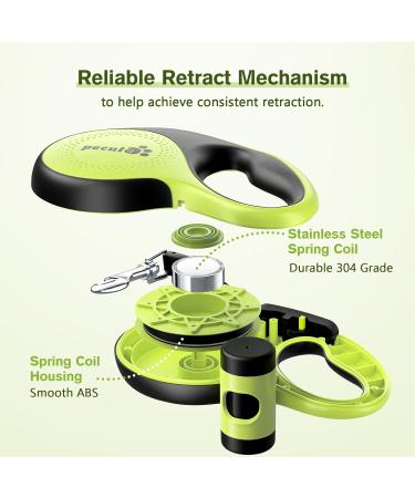 Pecute 3m Dog Leash | Eco-Friendly Roller Linen with Feces Bag Holder 360 Extension Anti-Slip Handle & Quick Brake for Dogs Up to 15kg - Buy Online on SooperMarket.com