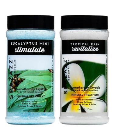 Spazazz Aromatherapy Spa and Bath Crystals 2PK - Eucalyptus Mint/Tropical Rain Mint Eucalyptus Rain Eucalyptus Mint 8.5 Ounce (Pack of 2)