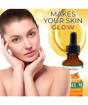 Herblov Turmeric Serum for Face & Body - All-Natural Skin Brightening Serum - Fights Acne, Evens Tone, Heals Scars - Made in the USA - Buy Online on SooperMarket.com