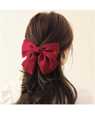 2PCS Silky Satin Hair Bows Hair Clip Black Hair Ribbon Ponytail Holder Accessories Slides Metal Clips Hair Bow for Women Girls Toddlers Teens Kids (Bow Clip-Pink/Red) - Buy Online on SooperMarket.com
