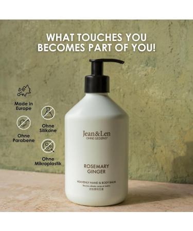 Jean & Len Heavenly Hand & Body Balm - Rosemary & Ginger - Organic Argan Oil & Shea Butter - Paraben & Silicone Free - 500ml - Buy Online on SooperMarket.com