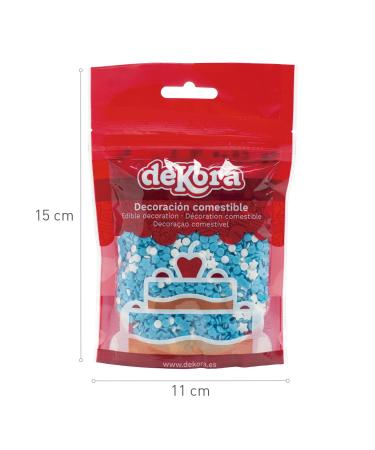 Buy Dekora Confetti Strussel Tortendeko - Edible Blue & White Sugar Decor for Cakes Cupcakes & Desserts - 100g of Stars & Circles - International Shipping Available - Buy Online on SooperMarket.com