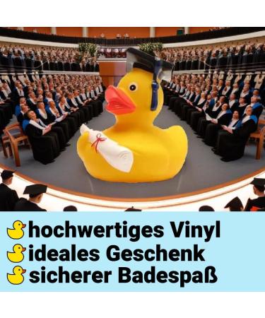 Funny Academic Bathing Duck with Diploma - Squeaky Duck with Doctoral Hat - Perfect Gift for University Exam Closing Ceremonies - Buy Online on SooperMarket.com