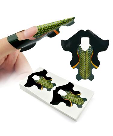100pcs Extra Long Adhesive Stiletto Nail Forms Guide for UV Gel Acrylic Curve False Nail Tips Extension Fish Pattern HJ-NTF048