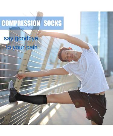 Actinput Compression Stockings - 4 Pairs Colorful Support Socks for Men & Women | Ideal for Sports Travel Flight Nursing - Black L-XL - Buy Online on SooperMarket.com