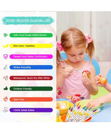 12Pcs Dual Sided Edible Food Colouring Pens | Food Grade Icing & Markers for Cakes, Cookies & Desserts - Buy Online on SooperMarket.com