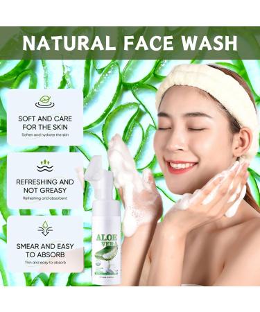 Trendyfave Aloe Vera Gel Foaming Cleanser Face Wash Natural Acne Face Wash Built-In Silicone Cleaning Brush For Acne Prone & Oily Skin Exfoliating Face Wash - Soothe Purify Facial Skin Care - Buy Online on SooperMarket.com