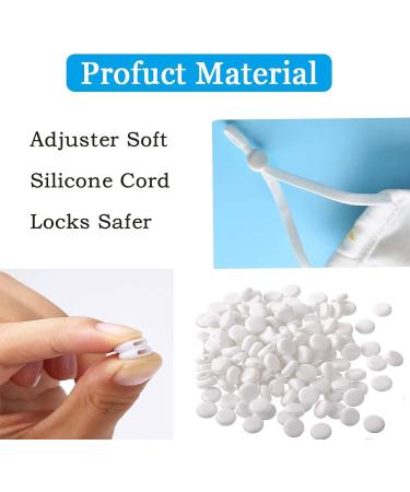 Silicone Cord Locks for Masks - Adjustable Drawstring Toggles for Elastic Bands - Non-Slip Earloop Stopper Adjuster - White (100Pcs) - Buy Online on SooperMarket.com