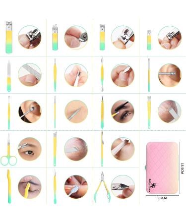 Keiby Citom Manicure Set 18pcs Professional Nail Clippers Kit Pedicure Care Tools-Stainless Steel Grooming Tools With Rose Gold PU Leather Case for Travel & Home (Color) - Buy Online on SooperMarket.com