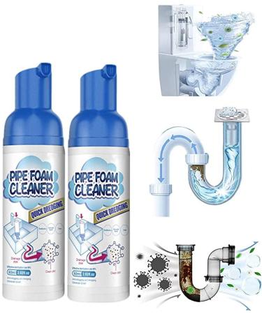 Herios Drain Foam Cleaner Liquid Hair Drain Clog Remover & Cleaner Pipe Dredge Deodorant Foam Cleaner Quick Foaming Toilet Cleaner for Kitchen Sink Toilets Sinks and Tubs (2 Pcs)