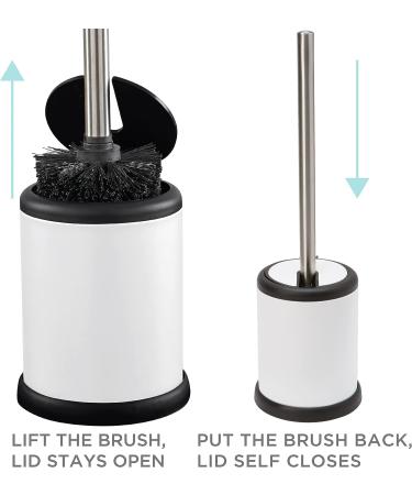 Bath Bliss Bowl Holder with Self Closing Lid - Space Saver, Deep Cleaning, Finger Print Proof Finish - Hygienic Toilet Brushes - White (1 Pack) - Buy Online on SooperMarket.com