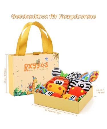 4PC Baby Rattling Toys Set - Plush Wrist & Socks Rattles for Newborn Development | Ideal Gift for 0-12 Months Boys & Girls - Buy Online on SooperMarket.com