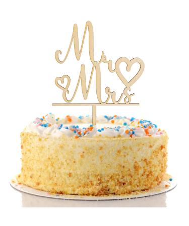 Wooden Mr and Mrs Cake Topper Wedding Cake Topper Bride and Groom Sign Wedding Engagement Cake Toppers Decoration Wedding Party Supplies (Style 2)