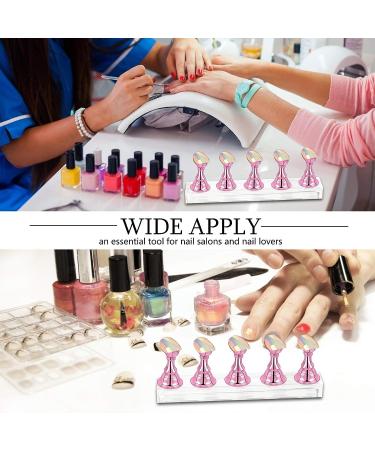 Acrylic Nail Display Stand | Magnetic Nail Tip Holders | Nail Art Stands for Salon & Home | Manicure Tools (Metal Pink) - 2 Sets - Buy Online on SooperMarket.com