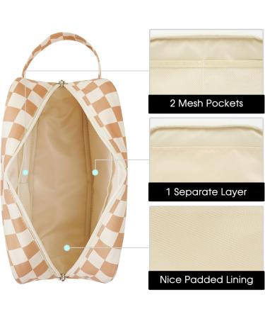 Travel Toiletry Wash Bag - Dopp Kit Shaving Bag for Men and Women - Toiletries Accessories - Light Brown - Buy Online on SooperMarket.com