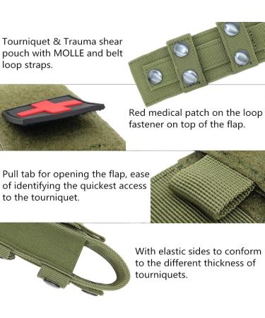 Yoncono Tactical Molle Tourniquet Holder | Portable Military First Aid Bag & Trauma Scissor Pocket - Army Green - Buy Online on SooperMarket.com