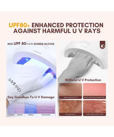 Saviland UV Gloves for Nails - UPF80+ High-tech Fingerless Gloves for Manicures | Anti UVA & UVB Protection | Gel Nail Lamp Skin Care | Prevents UV Harm - White - Buy Online on SooperMarket.com