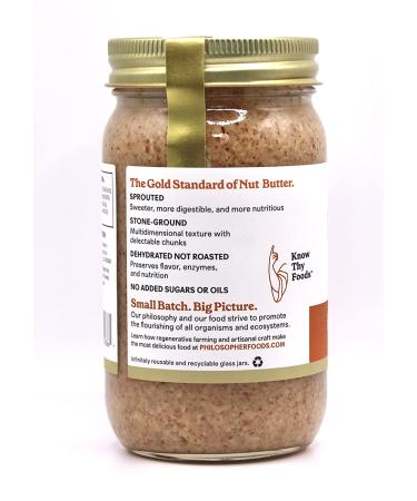 Organic Sprouted Almond Butter | Naked Crunchy by Philosopher Foods | 16 oz Jar | Ketogenic Plant-based Protein - Buy Online on SooperMarket.com