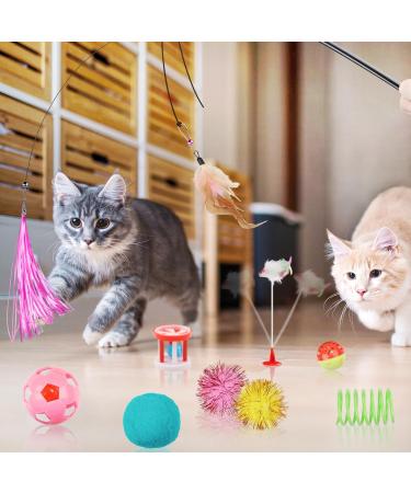 QUOZUO 50 Pcs Cat Toy Kitten Toys set Interactive cat Toy with Suction Cup Wand Hanging Door Flying cat Toys for Indoor Cats Cat Spring Toy Cat Toy Mouse cat ball toy Cat Crinkle Balls - Buy Online on SooperMarket.com