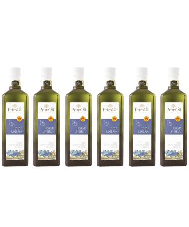 Primoli cold -pressed olive oil D.O.P.Umbria from the central hills of Umbria in central Italy intensely fruity ideal for pulse soups grill dishes and aromatic raw food 6x500 ml D.O.P.Umbria 500 ml (6 -pack)