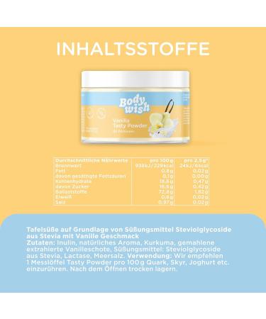 Bodywish Vanilla Tasty Powder - Low-Calorie Sugar Substitute | Natural Flavor Enhancer | 2 x 150g - Delicious Vanilla Aroma - Buy Online on SooperMarket.com
