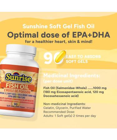 Sunrise Apothecary - FISH OIL Daily Supplement Rich in Omega 3 Fatty Acids Total Wellness Support for Men and Women 1000 mg per Soft Gel Capsule 90 Omega 3 Fish Oil Capsules per Bottle - Buy Online on SooperMarket.com