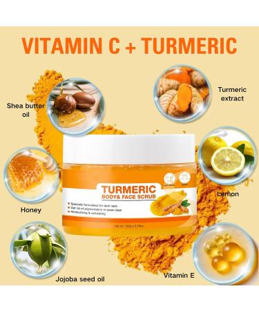 Turmeric Body Scrub Turmeric Scrub with Vitamin C Natural Face Exfoliator Scrub Exfoliating Body Scrub With Turmeric Turmeric Body Scrub For Neck Armpit Back Skin Care Scrub 150G/5.29OZ - Buy Online on SooperMarket.com