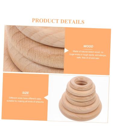 Eringogo 12 PC Wooden Rings - Natural Wood Baby Teething Accessories | Unfinished Beech Circle Rings for Infants - Buy Online on SooperMarket.com